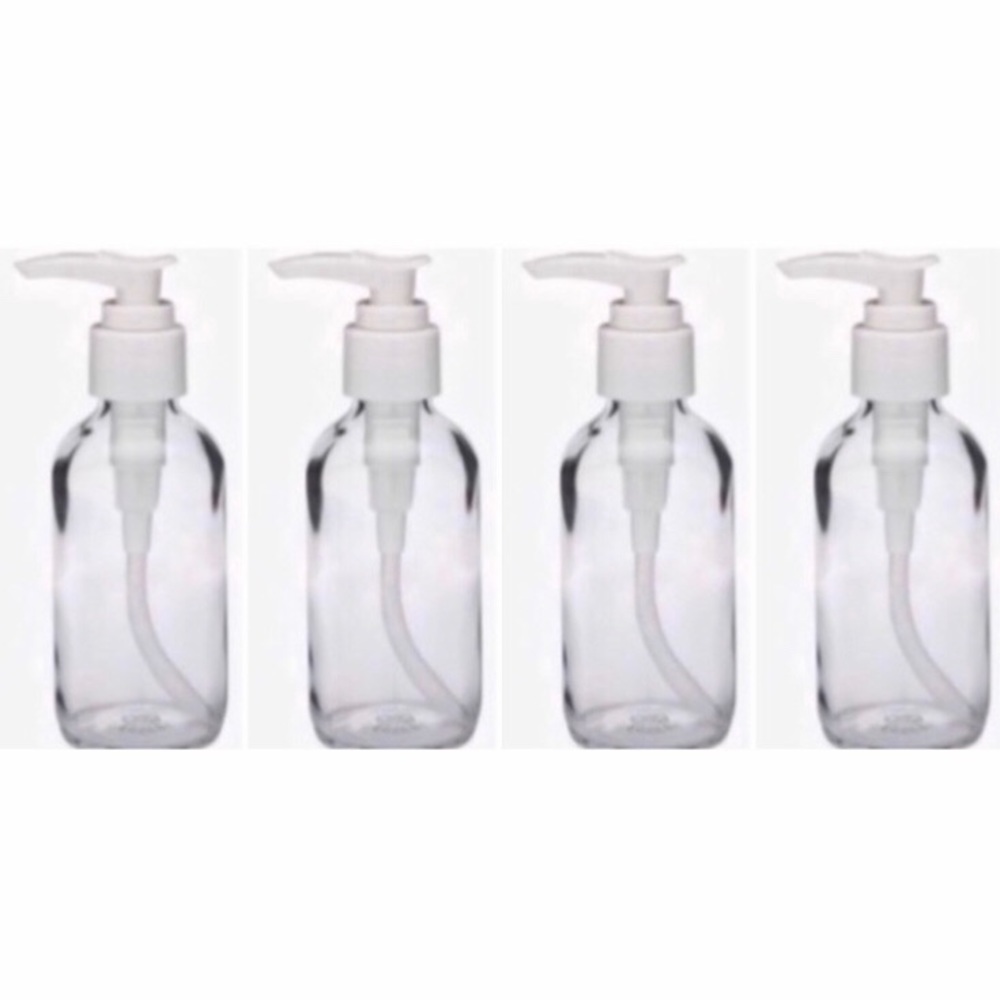 Four 4oz (120 ml) Glass Bottle Lotion Dispensers